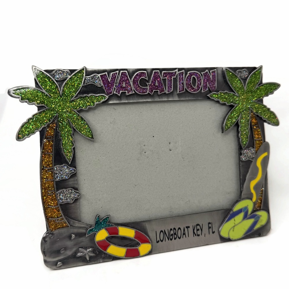 Metal Glitter Vacation “Longboat Key, Fl” Picture Frame